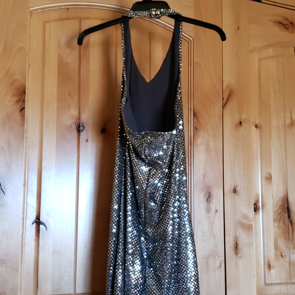 Black with silver sequence halter dress - Picture 2 of 6